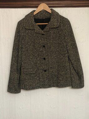 Vintage 60's black and cream tweed jacket blazer, shabby chic, not perfect